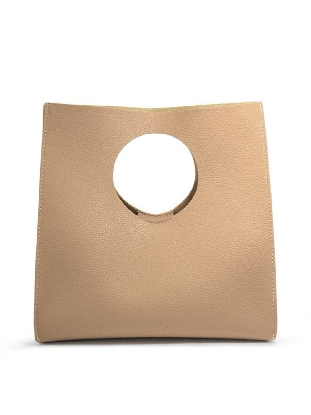 Nude Beige Minimalist Style Soft Pu Leather Handbag Clutch Small Tote